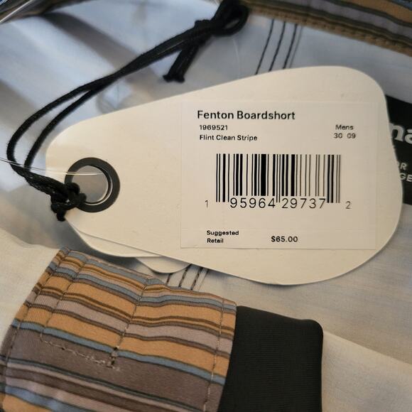 Prana Fenton Boardshort Men 30 Stripe 9" L Stretch Quick Dry UPF Surf Swim Trunk - Picture 6 of 8